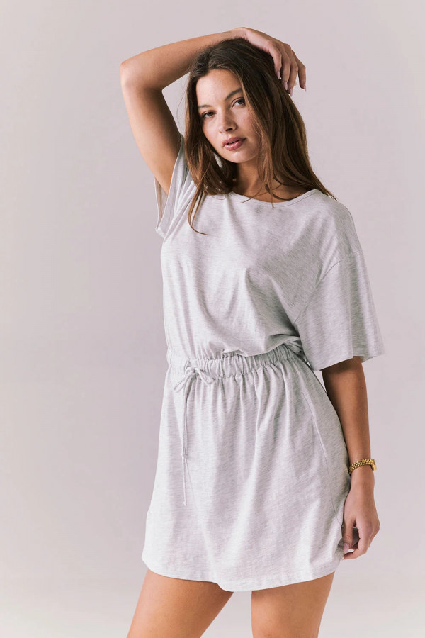 Taffetas Wave Drawstring Dress