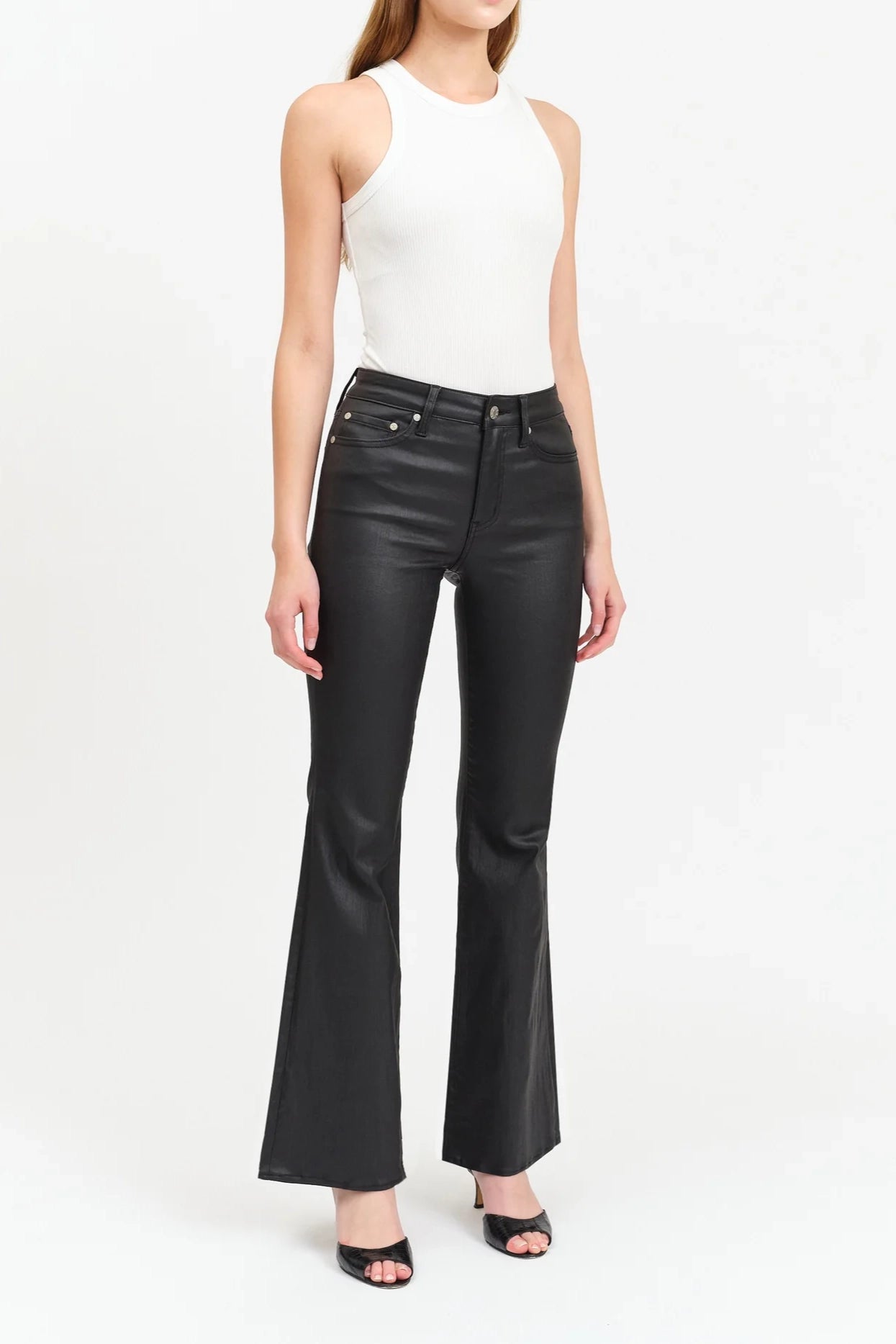 Boundless Mid Rise Flare in Coated Asphalt