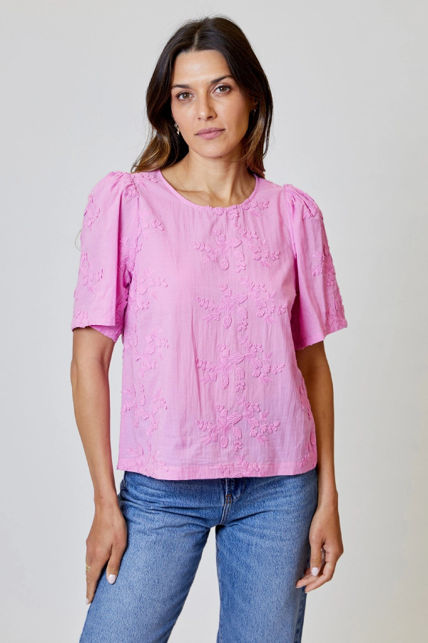 Nebula Glow Flower Applique Top