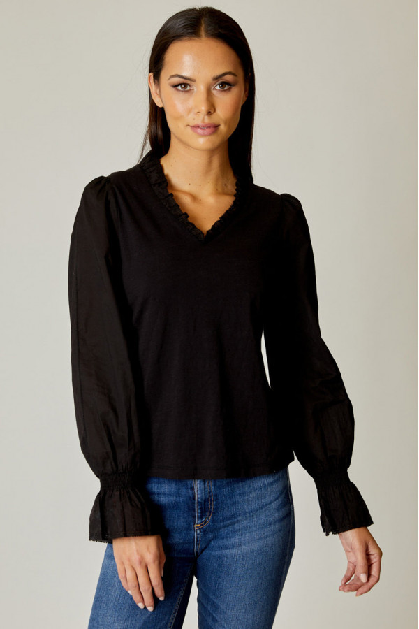 Mild Trim V Neck Top