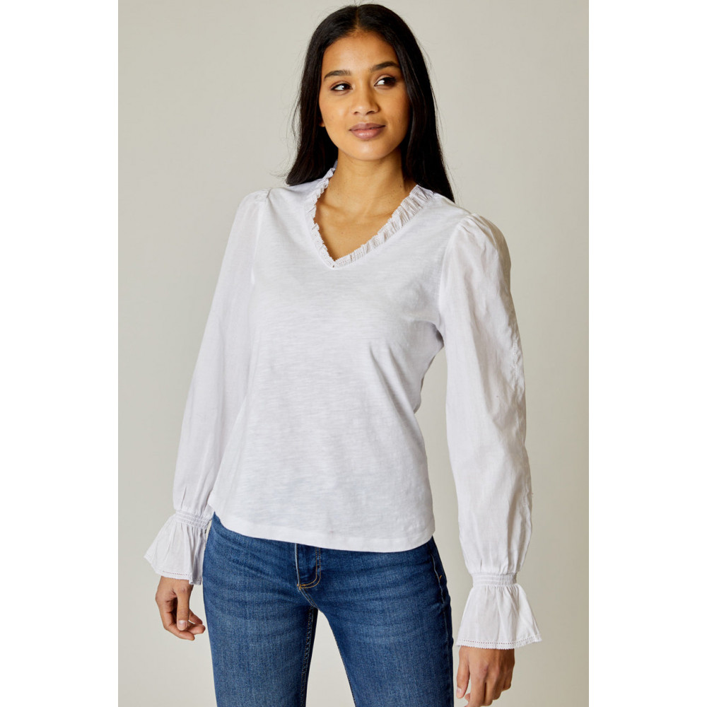 Mild Trim V Neck Top