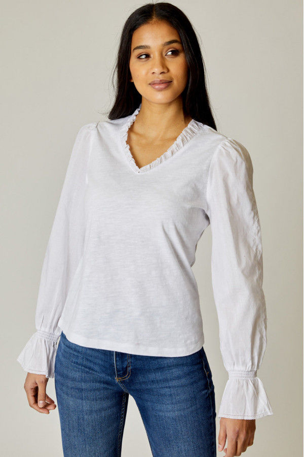Mild Trim V Neck Top