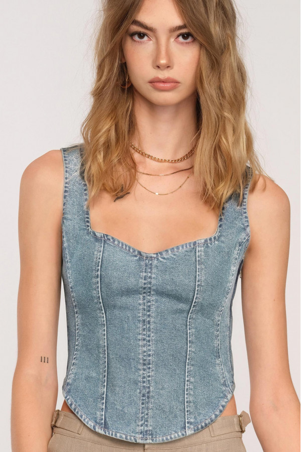 Organza Denim Top