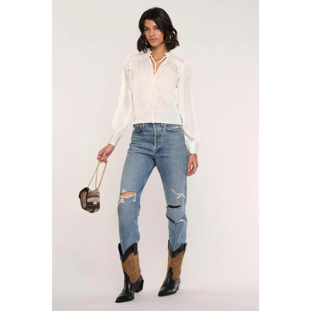 Delicada Smocked Shoulder Blouse