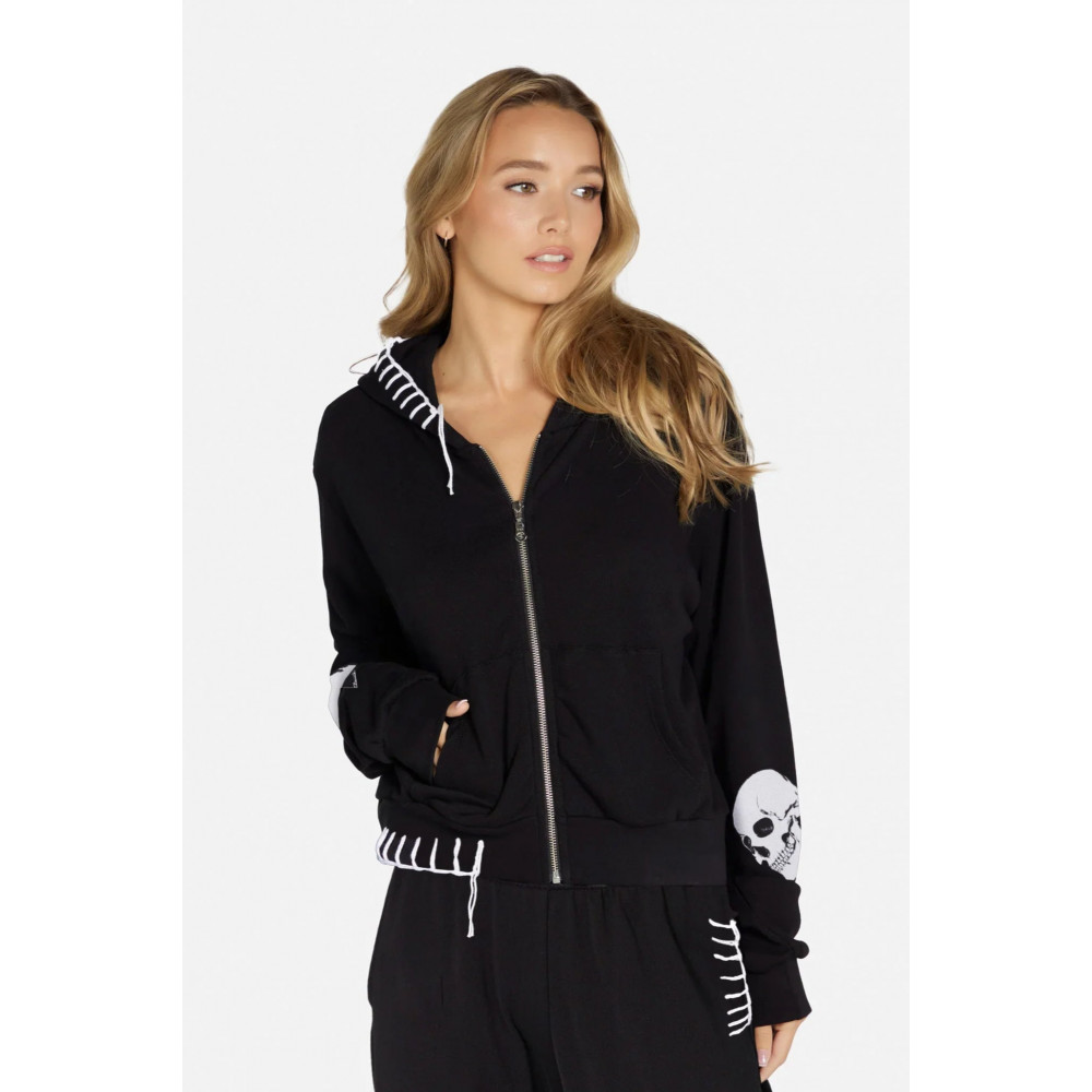 Delicada Skull Heart Zip Hood
