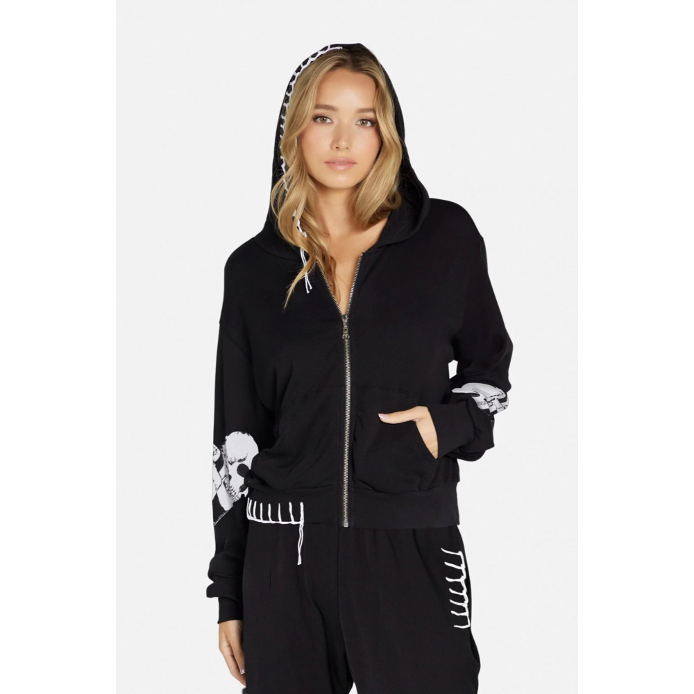 Delicada Skull Heart Zip Hood