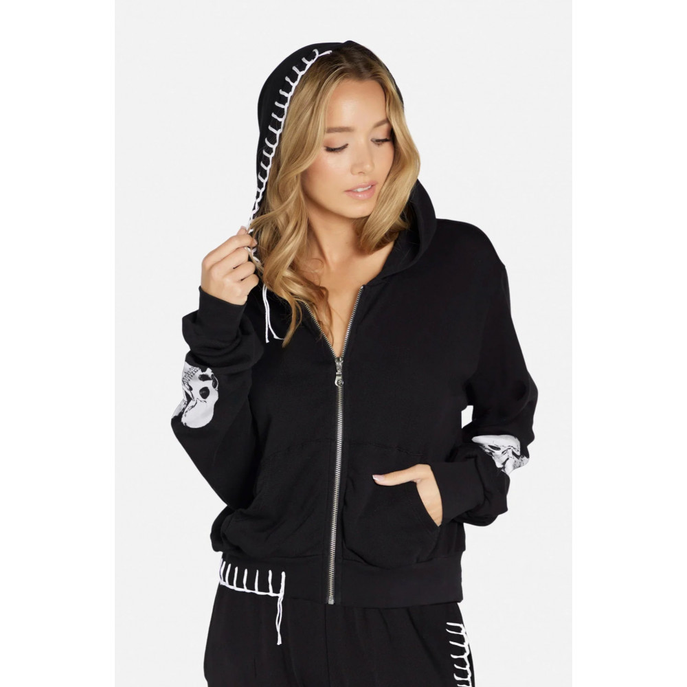 Delicada Skull Heart Zip Hood