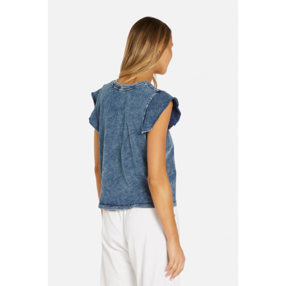 Apex Bloom Short Sleeve Acid Denim Tee