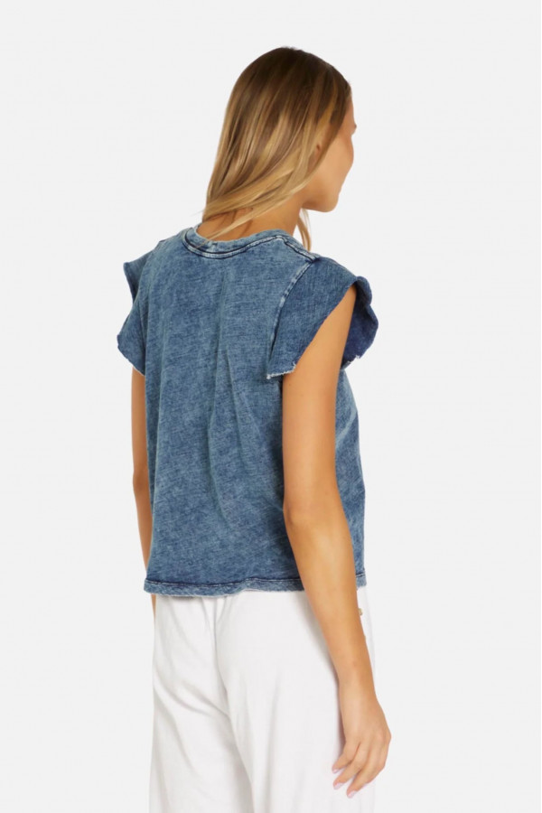 Apex Bloom Short Sleeve Acid Denim Tee