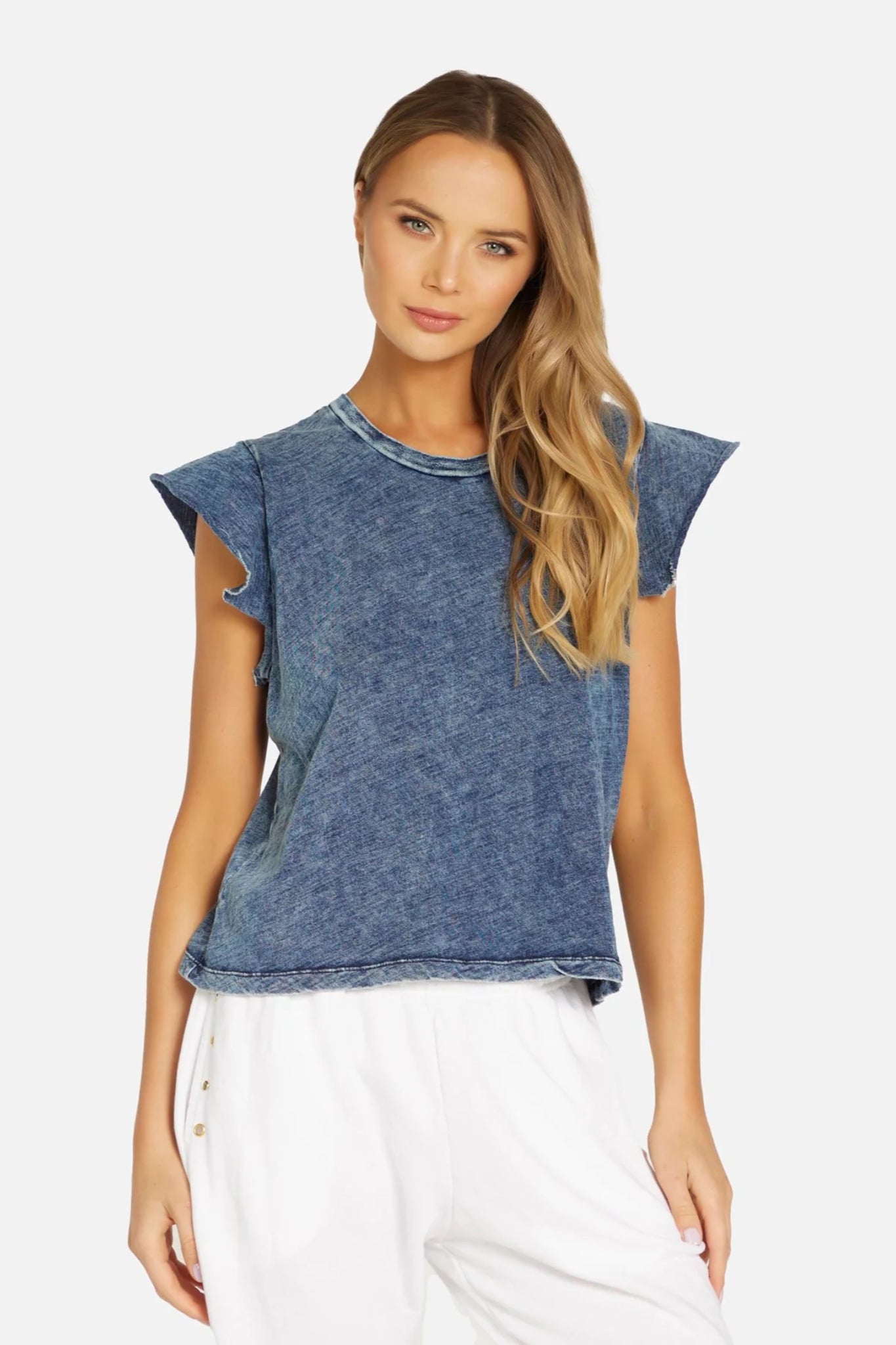 Apex Bloom Short Sleeve Acid Denim Tee