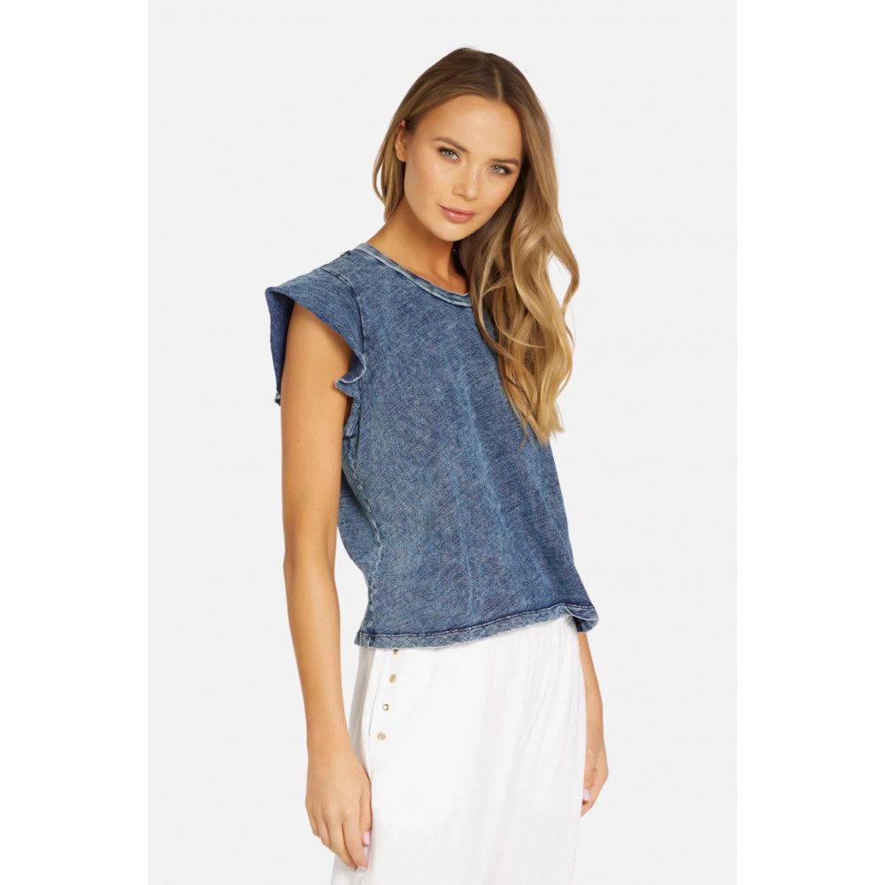 Apex Bloom Short Sleeve Acid Denim Tee