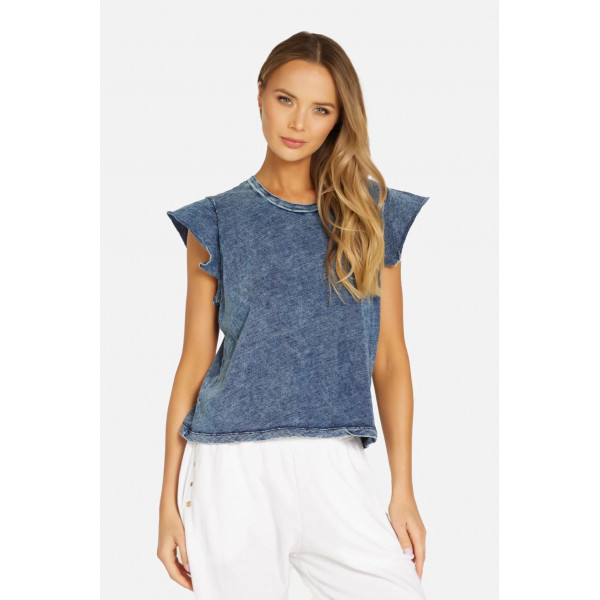 Apex Bloom Short Sleeve Acid Denim Tee