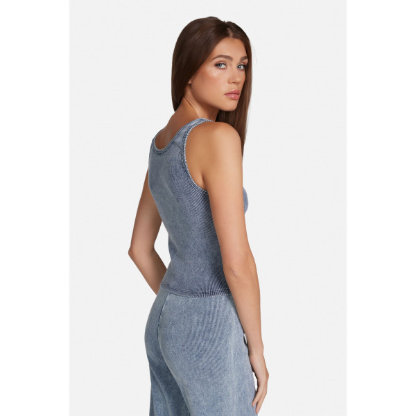 Tulle Denim Wash Tank