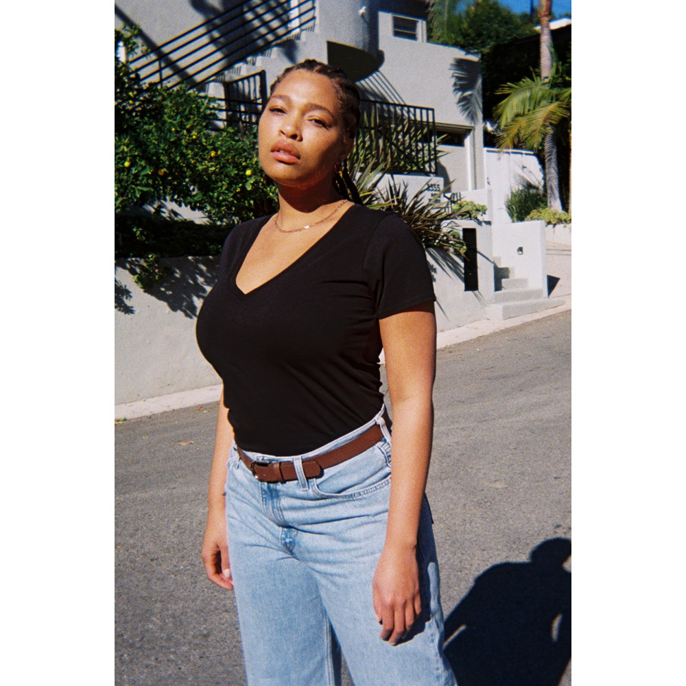 Mist Mood Slim V Neck Tee