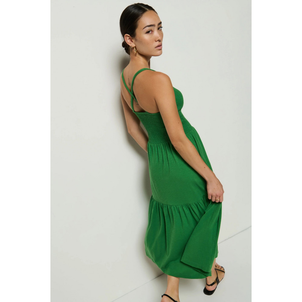 Flash Smocked Midi Dress