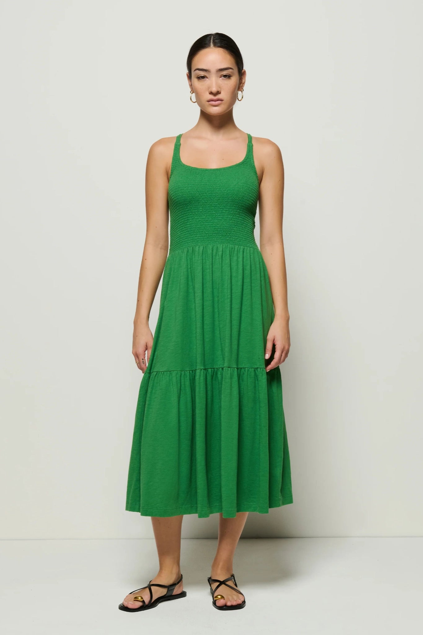 Flash Smocked Midi Dress