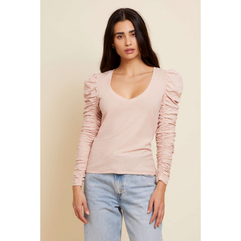 Luna Shirred V neck