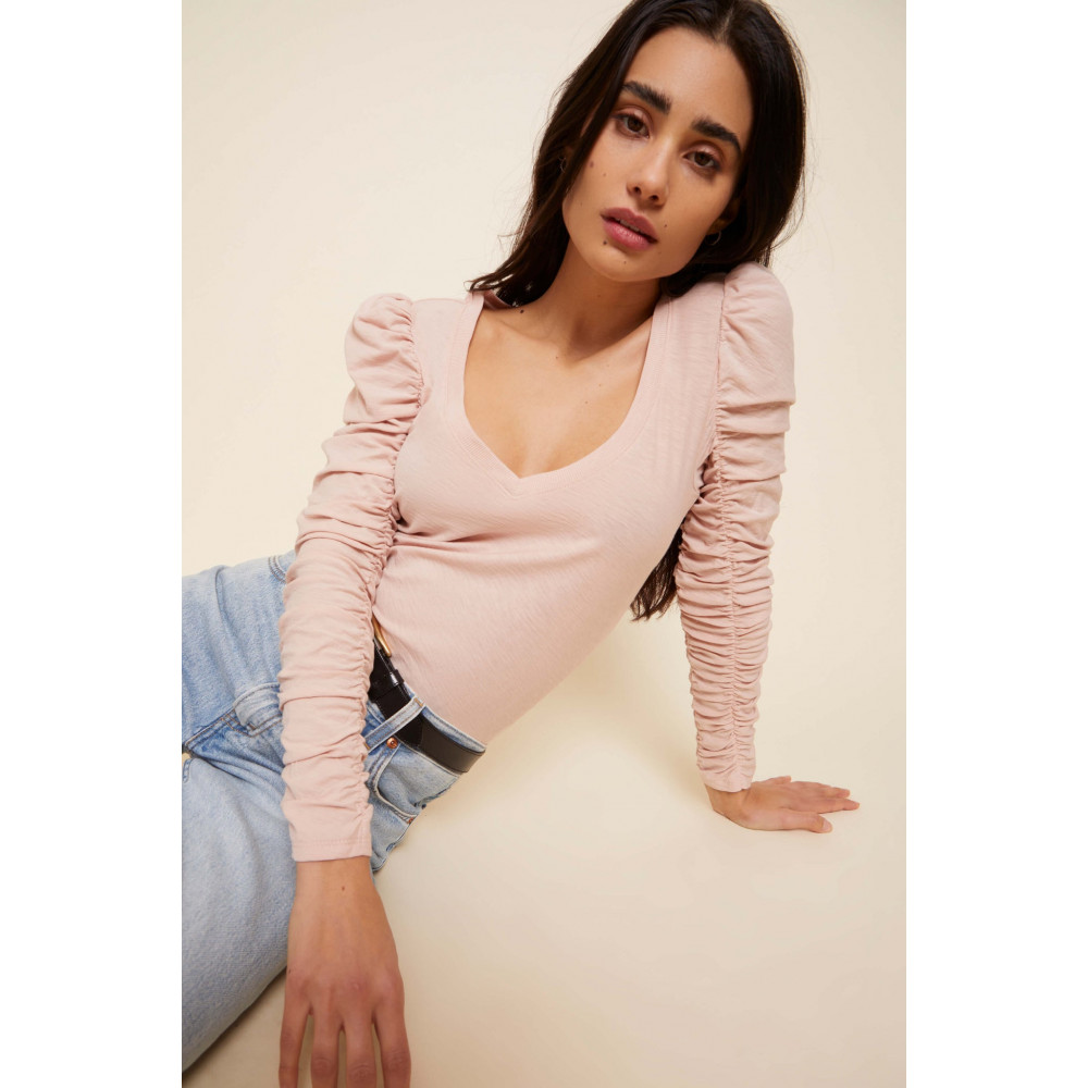 Luna Shirred V neck