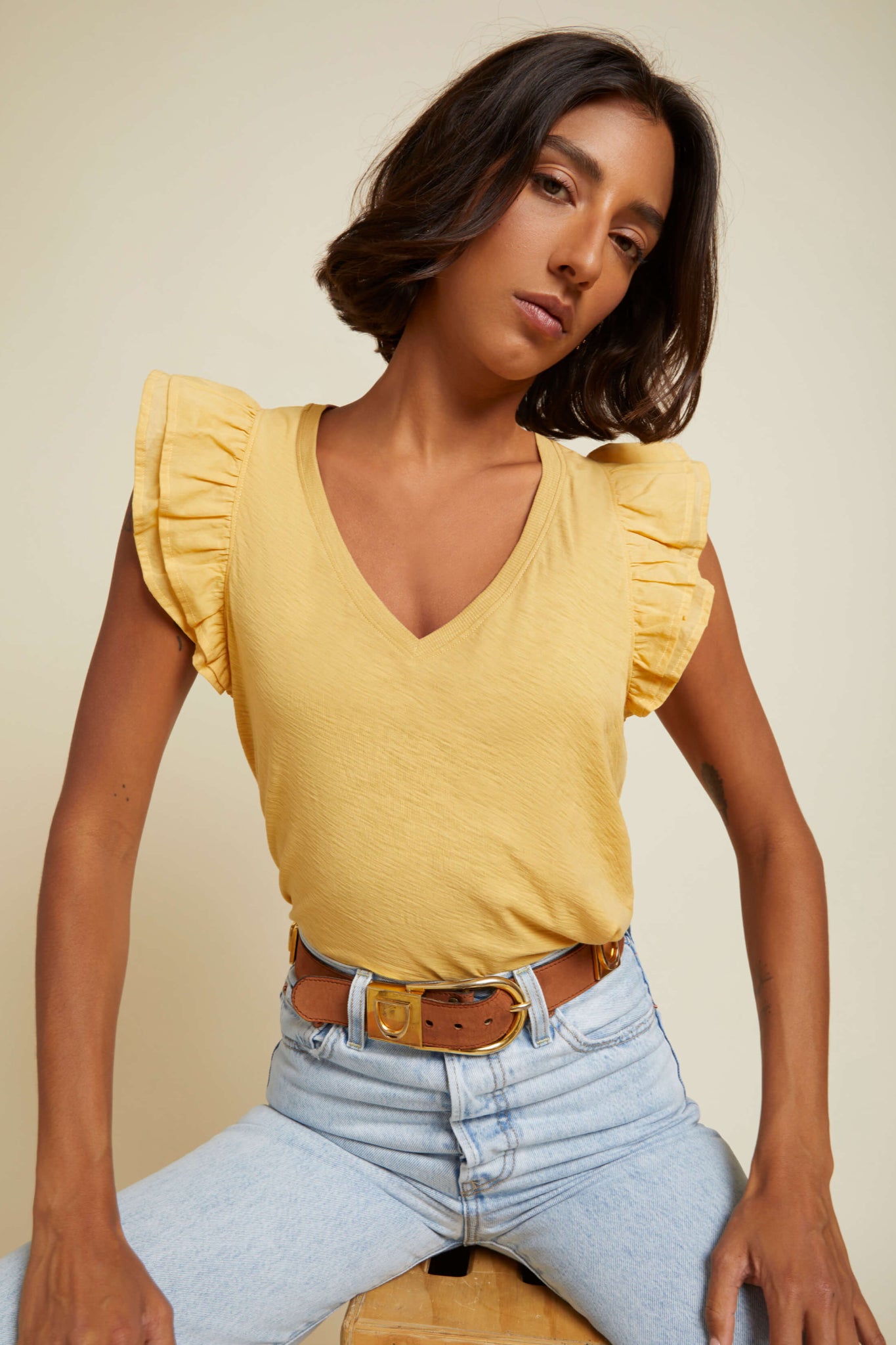 Autumn Luxe Contrast Ruffle Tank