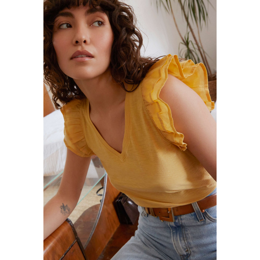 Autumn Luxe Contrast Ruffle Tank