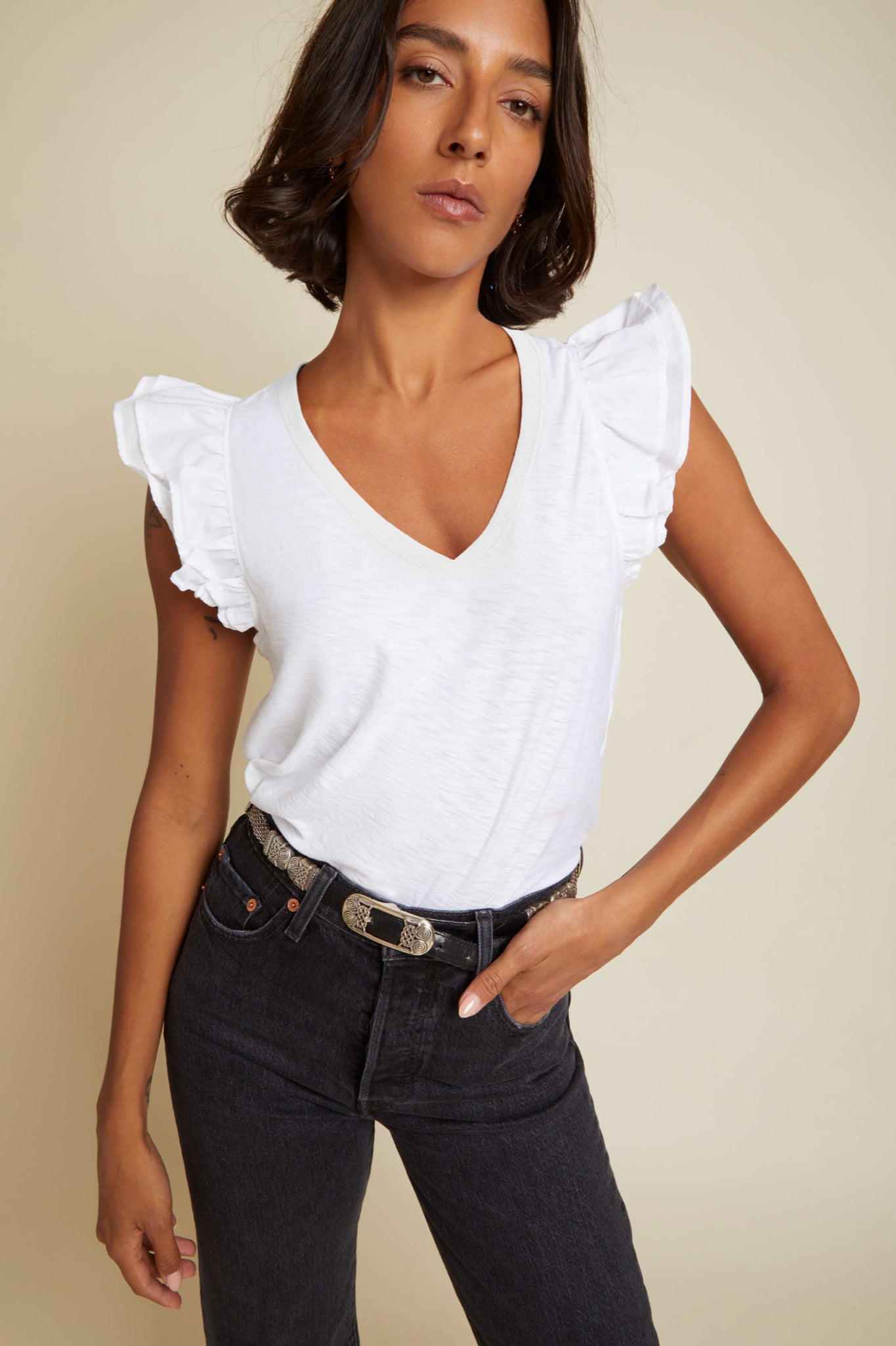 Autumn Luxe Contrast Ruffle Tank