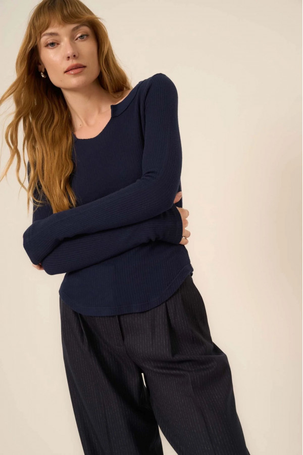 Mussola Comeback Notch Neck Long Sleeve