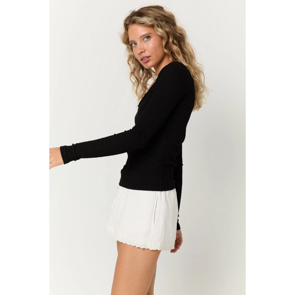 Shimmer Vibe Scoop Rib Long Sleeve