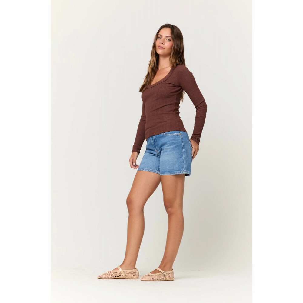 Shimmer Vibe Scoop Rib Long Sleeve