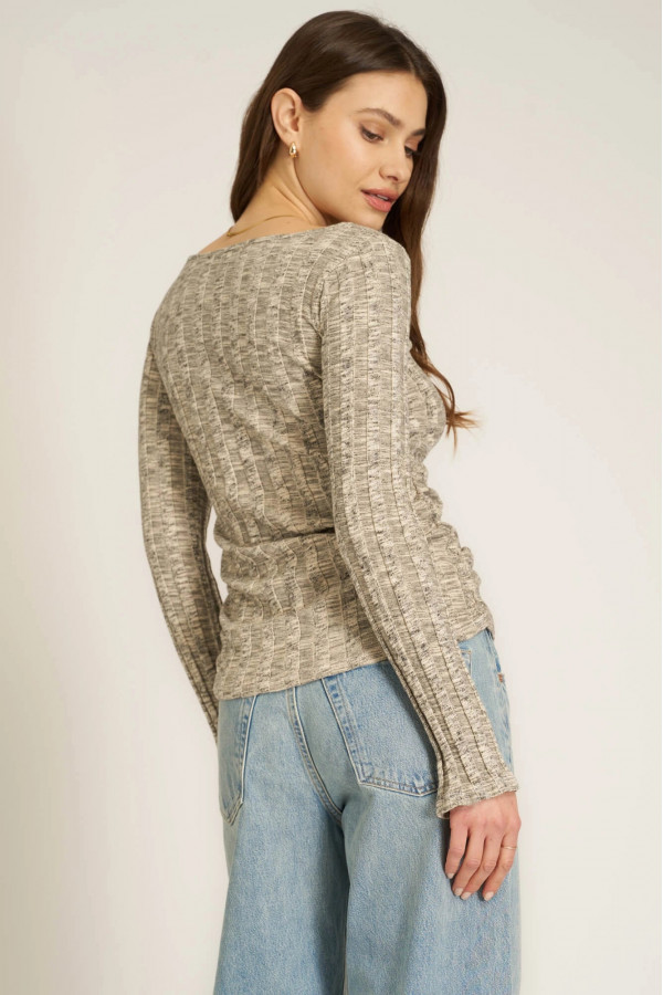 Mist Vibe Boat Neck Sweater Rib Long Sleeve