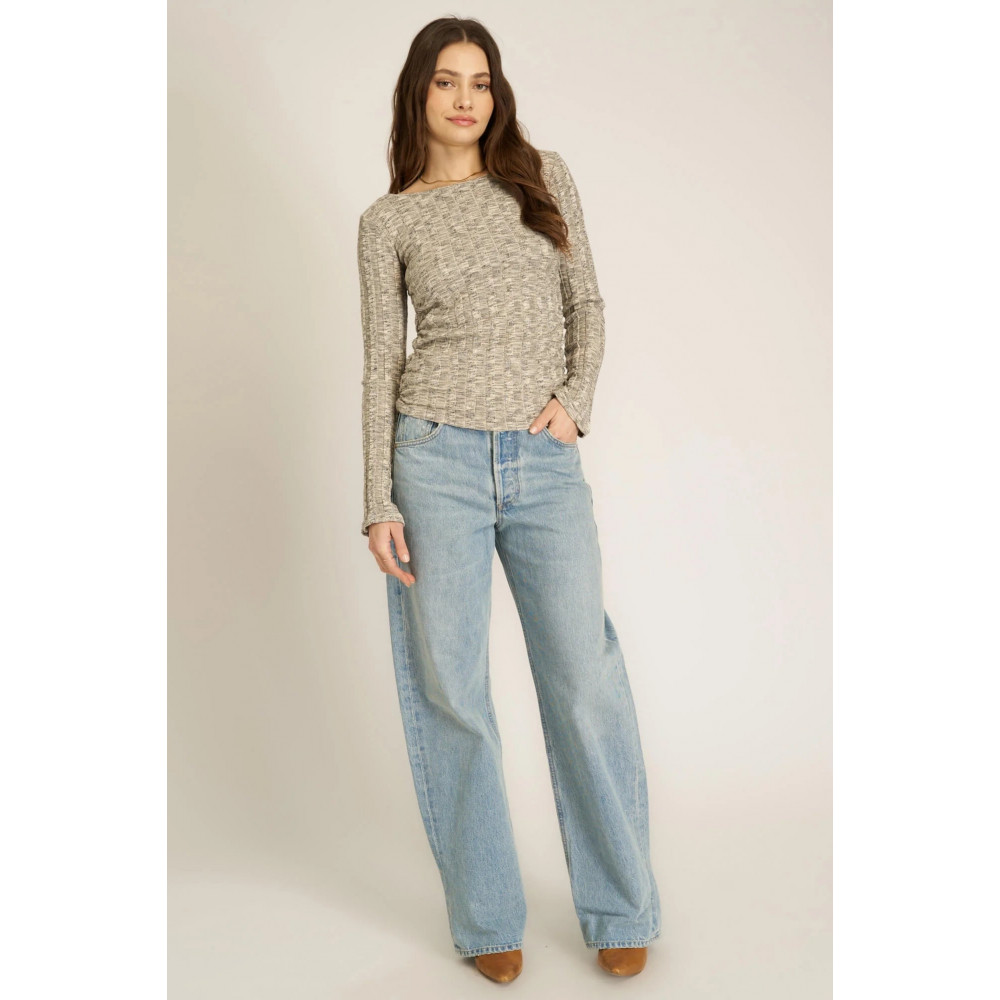 Mist Vibe Boat Neck Sweater Rib Long Sleeve