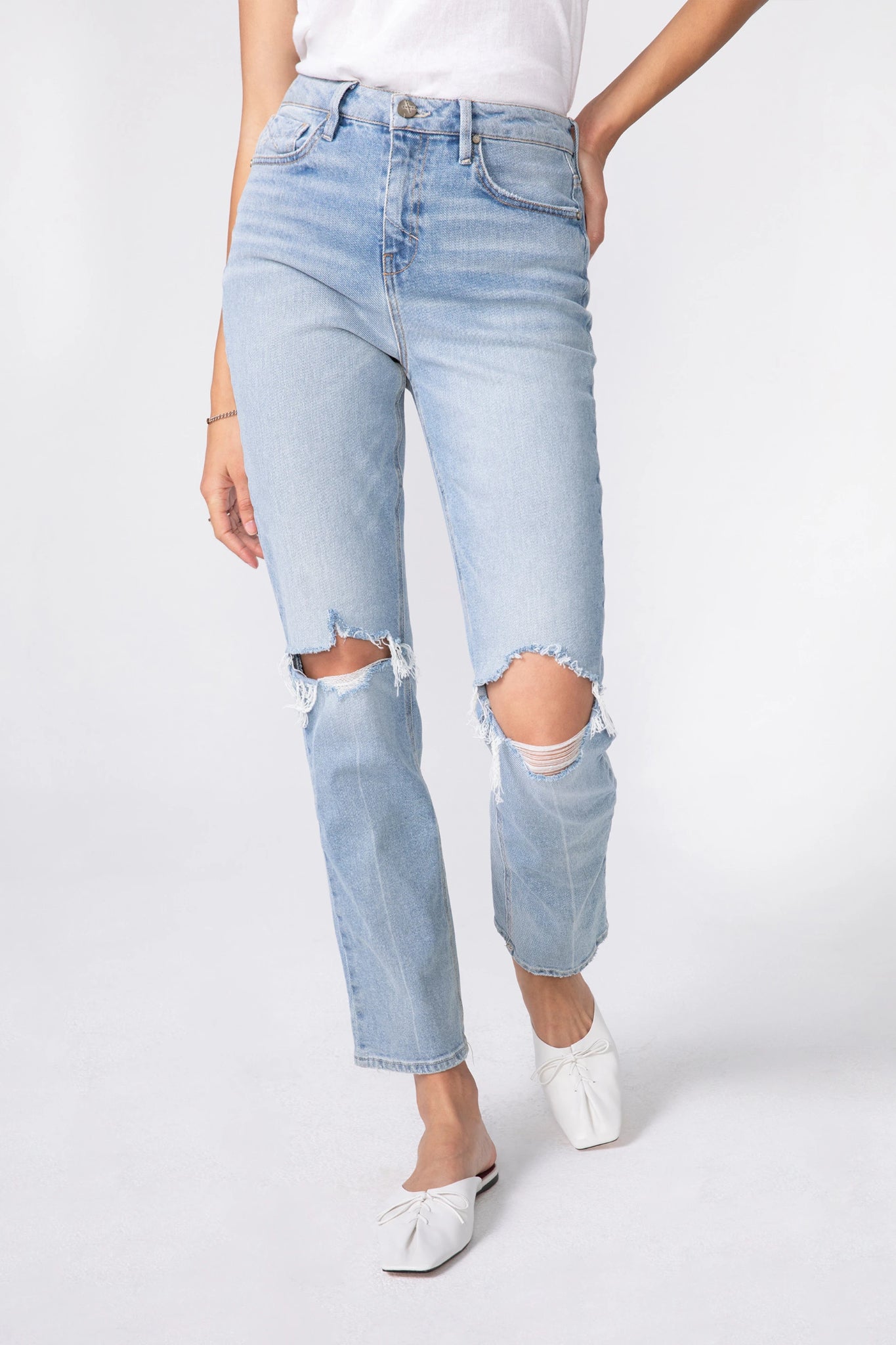 Taffetas High Rise Straight Jean
